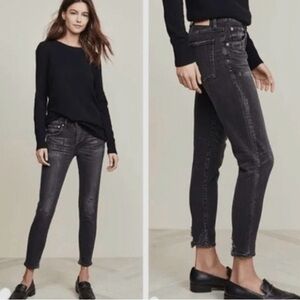 Moussy Vintage Velma Distressed Skinny Jeans Faded Black - Size 25